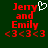 Red pixelated text 'Jeny and Emily' with '<3<3<3' below on dark green background, featuring a white heart symbol above 'Jeny' in one frame.