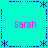 Cyan background with blue dashed borders and star motifs, four instances of pink text reading "Sarah" at corners, static pixel art style.