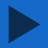 Dark blue triangular play button icon on solid blue background with pixelated edges.