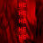 Red text 'HE' repeated vertically in multiple against a dark red textured background with a gray rectangular area on the right