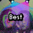 Pixelated anime-style character with purple hair and blue highlights, wearing a pink headband with white gem, displaying text 'Best' over chest in top-left