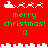 Red background with green text and white pixel art of Santa's sleigh, reindeer, and cityscape elements in two distinct animation states.
