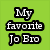Green background with pixelated text and a partial face image, displaying 'My favorite Jo Bro' and 'is...' with 'Frankie' at the bottom.
