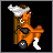 Pixelated character with orange skin, white bandage on head, brown hair, and black eye patch stands beside a tall wooden structure.