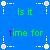 Pixel art with blue background, repeating text phrases and green alien characters in various poses