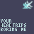 Pixelated light blue airplane icon with repeated text 'YOUR HEADTRIPS BORING ME' on dark gray background, animated to cycle through black and white pixel variations.