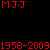 Red pixelated text displays 'M.J.J' at top and '1958-2009' at bottom on black background.