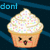 Pixelated cupcake with sprinkles and a smiling face, displayed in three with changing text above