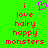 Green background with red pixelated text reading 'i love hairy happy monsters' and a purple heart symbol above the first line.