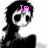 A black-and-white pixelated image of a character with long dark hair and large eyes, overlaid with pink text reading "Im Feeling Apathetic" across four