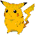 Two yellow cartoon creatures with black eyes, orange cheek spots, and brown-tipped tails stand side-by-side against a white background.