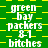 Green and yellow checkered background with repeated white text reading 'green bay packers 8-1 bitches' in a pattern