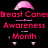 Pink breast cancer awareness ribbons with text overlays on a black background, including "Breast Cancer Awareness Month" and "I got a...".