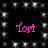 Black background with white star-like sparkles and four pink '10rt' text elements arranged in a