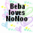 Two side-by-side pixelated text displays with changing names and colors on a floral background.