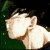 Four- shows a character's head and shoulders with changing hair color and facial expression against a dark green background