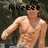 Pixelated image of a shirtless person with muscular build, dark background, and black text reading 'loveeee' above the head.
