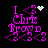 Pixelated purple text "I <3 Chris Brown" with multiple heart symbols on black background, featuring animated white sparkles in different positions across frames.