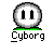 Animated pixel art icon showing a red-and-green character with antennae and a white face, transitioning through multiple states including a ball with black bars, red bars, and a full figure.