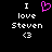 Pixelated text reads 'I love Steven <3' with a pink heart symbol replacing the word 'love' in one view.