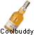A two-frame contact sheet showing a yellow bottle animation transitioning to an ashtray with cigarette butts, both labeled "Coolbuddy" in pixelated text below.