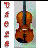A violin with a brown body and black neck appears in two states: one with orange-brown wood tones, the other with red-pink hues on its lower half.