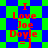 Red text "I Love Joe Doyle =]" on blue and green checkered background with diamond pattern, two distinct animation states.