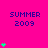 Bright pink background with repeated 'SUMMER 2009' text and green heart icons in varying quantities across a