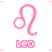 Pink Leo zodiac symbol with circular head and curved tail, repeated in a pattern on white background