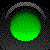 Green circular icon with gradient fill transitions through , set against dark background with gray arches and purple dots
