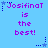 Pixelated text on light blue background with purple and dark blue star accents, repeating 'JosifinaT is the best!' in two