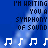 Blue background with white text reading "I'M WRITING YOU A SYMPHONY OF SOUND" and multiple of white musical note icons