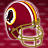 Red football helmet with gold facemask and yellow stripe on top, displayed in a of repeated identical images