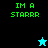 Pixelated green text "IM A STARRR" on black and cyan backgrounds with a blue star icon above a black star icon.