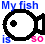 Pixelated fish and character icons with text 'My fish is so' above, 'GANG STA' below on white background.