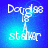 Pixelated blue background with white text 'Douglas' above a stylized figure and 'stalker' below, showing subtle animation changes