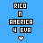 Pixelated icon with blue background showing 'RICO n AMERICA 4 EVA' text and a heart symbol, displaying three animation states.