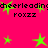 Bright pink background with scattered green stars and repeated text "cheerleading" and "roxzz" in black pixelated font.