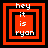 Four red and black square frames with white text 'hey it is ryan' arranged in a , each frame containing nested squares of decreasing size
