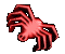 Red spider-shaped icon with glowing center and dark red legs, displayed in a of eight variations showing different leg positions