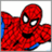 Pixelated Spider-Man icon with red and blue costume, white eyes, black mouth, and a small <3 symbol above the text "spiderman" on white background.