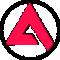 circular icons with black borders, each containing a red geometric shape on a light gray background