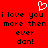 Red background with pixelated white heart symbol above black text repeating "i love you i love you more then more then ever ever don!" in two