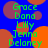 Blue background with orange and brown circular shapes; green text listing names in vertical