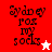 Four display 'Sydney Fox My Socks' text with a star symbol; top-left red background has white star, bottom-left white background has red star, others have no stars