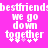 Pixelated text on bright pink background reads 'bestfrienddbestfriends' above two identical phrases 'we go down together', each ending with four small white symbols.