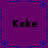 Purple background with blue dotted lines and asterisks forming a , four instances of the text 'Keke' in black pixelated font at each quadrant
