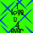Green background with blue diamond pattern and black text reading "I love U 4 ever" in four repeated