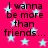 Bright pink background with light blue stars and repeated black text reading "I wanna be more than friends..." in four identical sections.