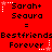 Red background with repeated text and star symbols; text alternates between 'Sarah+ Seaura' and 'Bestfriends Forever' with star positions changing.
